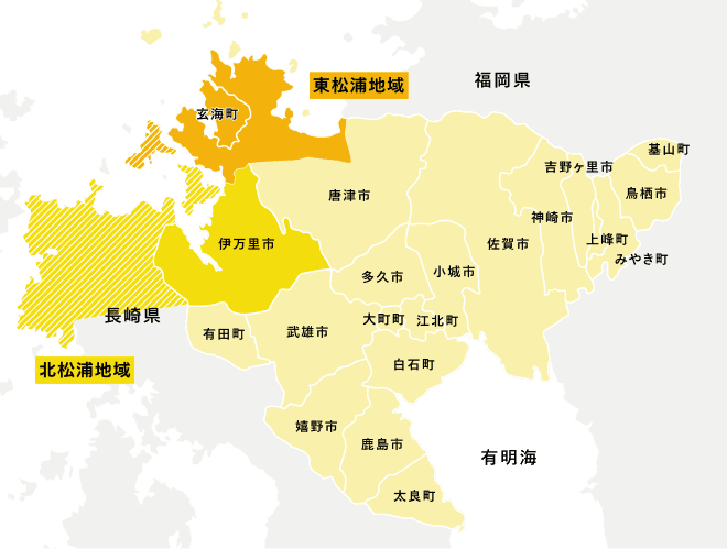 佐賀の半島地域の地図